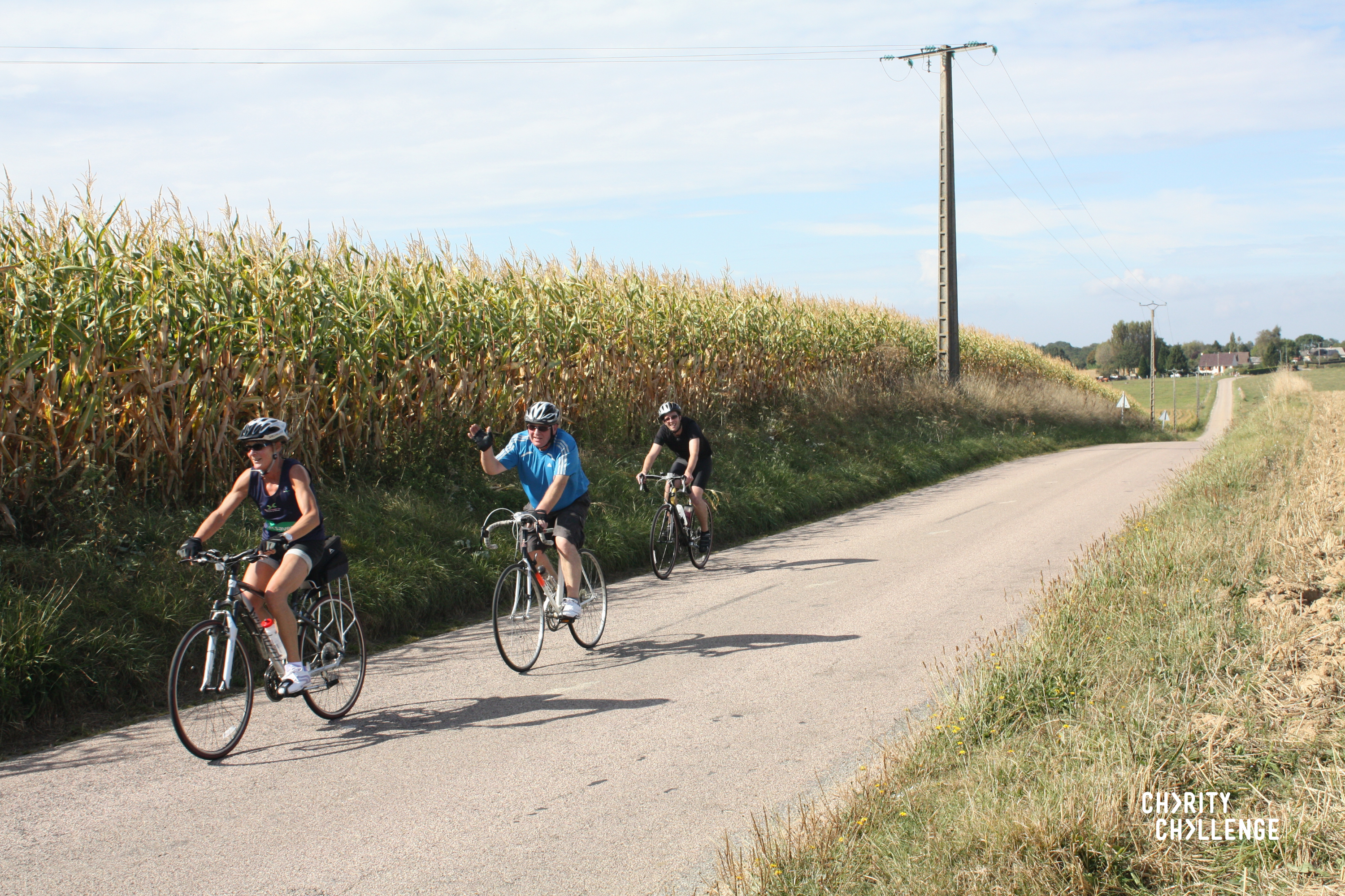 People Cycling through the French countryside